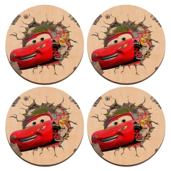 Brick McQueen, ΣΕΤ x4 Σουβέρ ξύλινα στρογγυλά plywood (9cm)