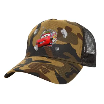 Brick McQueen, Adult Structured Trucker Hat, with Mesh, (Camouflage) Army (100% COTTON, ADULT, UNISEX, ONE SIZE)