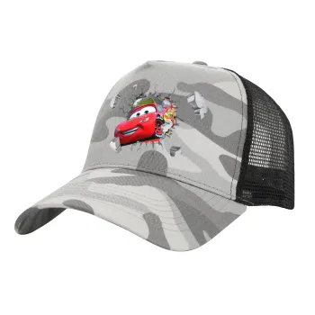 Brick McQueen, Adult Structured Trucker Hat, with Mesh, (Camouflage) Army Camo (100% COTTON, ADULT, UNISEX, ONE SIZE)