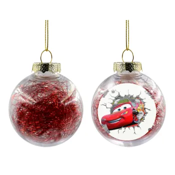 Brick McQueen, Transparent Christmas tree ball ornament with red filling 8cm