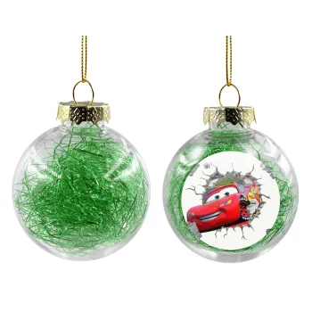 Brick McQueen, Στολίδι Χριστουγεννιάτικη μπάλα δένδρου διάφανη με πράσινο γέμισμα 8cm