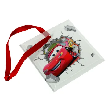 Brick McQueen, Christmas ornament, glass square ornament 9x9cm