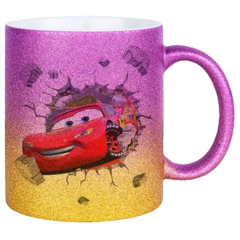 Brick McQueen, Κούπα Χρυσή/Ροζ Glitter, κεραμική, 330ml