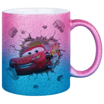 Brick McQueen, Κούπα Χρυσή/Μπλε Glitter, κεραμική, 330ml