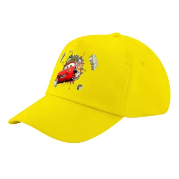 Brick McQueen, Child's Baseball Cap, 100% Cotton Twill, Yellow (COTTON, CHILD, UNISEX, ONE SIZE)