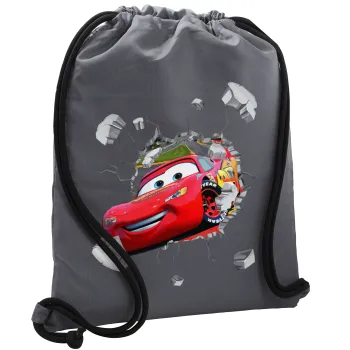 Brick McQueen, Τσάντα πλάτης πουγκί GYMBAG ΓΚΡΙ, με τσέπη (40x48cm) & χονδρά κορδόνια