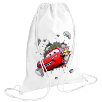 Brick McQueen, Backpack pouch GYMBAG white (28x40cm)