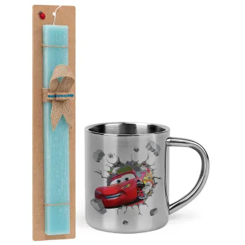 Brick McQueen, Πασχαλινή Λαμπάδα με μεταλλική κούπα θερμό (300ml) & κερί αρωματικό πλακέ (30cm) (ΤΙΡΚΟΥΑΖ)