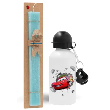 Brick McQueen, Easter Set, metallic aluminum water bottle (500ml) & scented flat candle (30cm) (TURQUOISE)