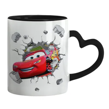 Brick McQueen, Κούπα καρδιά χερούλι μαύρη, κεραμική, 330ml