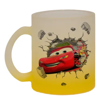 Brick McQueen, Κούπα γυάλινη δίχρωμη με βάση το κίτρινο ματ, 330ml