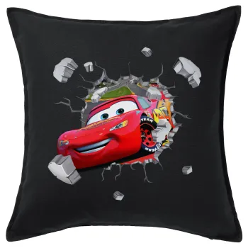 Brick McQueen, Μαξιλάρι καναπέ Μαύρο 100% βαμβάκι, περιέχεται το γέμισμα (50x50cm)