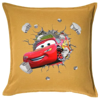 Brick McQueen, Μαξιλάρι καναπέ Κίτρινο 100% βαμβάκι, περιέχεται το γέμισμα (50x50cm)