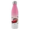 Μεταλλικό παγούρι θερμός Ροζ/Λευκό (Stainless steel), διπλού τοιχώματος, 500ml