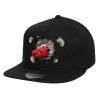 Children's Flat Snapback Hat, Black (100% COTTON, CHILD, UNISEX, ONE SIZE)
