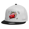 Child's Flat Snapback Hat, White (100% COTTON, CHILDREN'S, UNISEX, ONE SIZE)