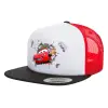 Adult Foam Flat Snapback with Mesh Black-White-Red (POLYESTER, ADULT, UNISEX, ONE SIZE)