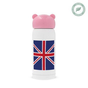 UK Flag, Pink stainless steel thermal flask, 320ml