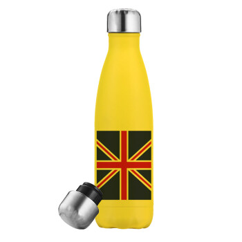 UK Flag, Yellow Stainless Steel Metallic Thermos, double-walled, 500ml