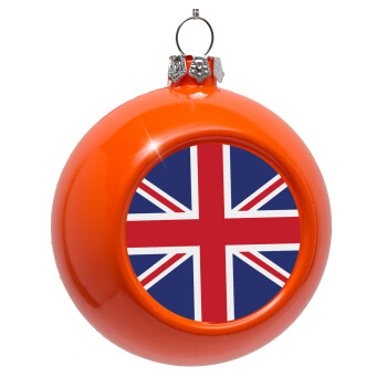 UK Flag, Orange Christmas tree ornament bauble 8cm