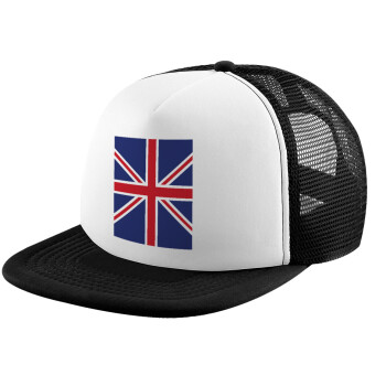 UK Flag, Καπέλο Ενηλίκων Soft Trucker με Δίχτυ Black/White (POLYESTER, ΕΝΗΛΙΚΩΝ, UNISEX, ONE SIZE)