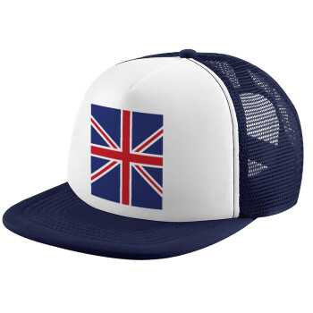Σημαία Αγγλίας UK, Καπέλο παιδικό Soft Trucker με Δίχτυ Dark Blue/White 