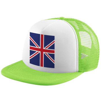 Σημαία Αγγλίας UK, Καπέλο παιδικό Soft Trucker με Δίχτυ Πράσινο/Λευκό