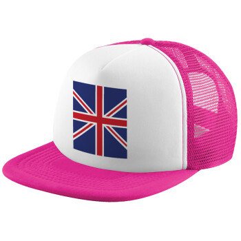 Σημαία Αγγλίας UK, Καπέλο Soft Trucker με Δίχτυ Pink/White 