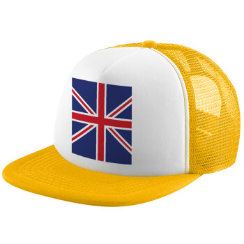Σημαία Αγγλίας UK, Καπέλο παιδικό Soft Trucker με Δίχτυ Κίτρινο/White 