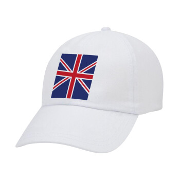 Σημαία Αγγλίας UK, Καπέλο Ενηλίκων Baseball Λευκό 5-φύλλο (POLYESTER, ΕΝΗΛΙΚΩΝ, UNISEX, ONE SIZE)