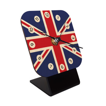 Σημαία Αγγλίας UK, Επιτραπέζιο ρολόι σε φυσικό ξύλο (10cm)