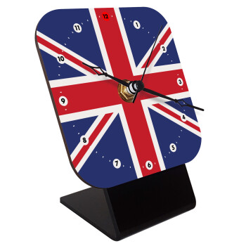 UK Flag, Quartz Wooden table clock with hands (10cm)