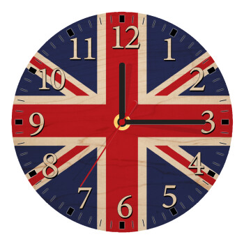 Σημαία Αγγλίας UK, Ρολόι τοίχου ξύλινο plywood (20cm)