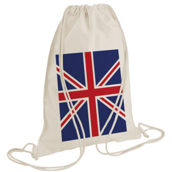 Σημαία Αγγλίας UK, Τσάντα πλάτης πουγκί GYMBAG natural (28x40cm)