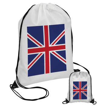 UK Flag, Τσάντα πουγκί με μαύρα κορδόνια (1 τεμάχιο)