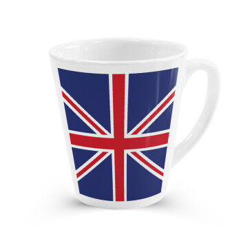 Σημαία Αγγλίας UK, Κούπα κωνική Latte Λευκή, κεραμική, 300ml