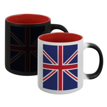 Σημαία Αγγλίας UK, Κούπα Μαγική εσωτερικό κόκκινο, κεραμική, 330ml που αλλάζει χρώμα με το ζεστό ρόφημα (1 τεμάχιο)