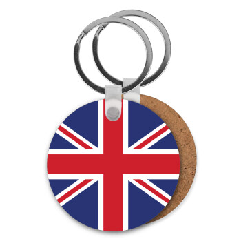 Σημαία Αγγλίας UK, Μπρελόκ Ξύλινο στρογγυλό MDF Φ5cm