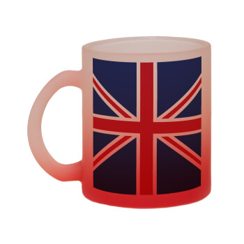 Σημαία Αγγλίας UK, Κούπα γυάλινη δίχρωμη με βάση το κόκκινο ματ, 330ml