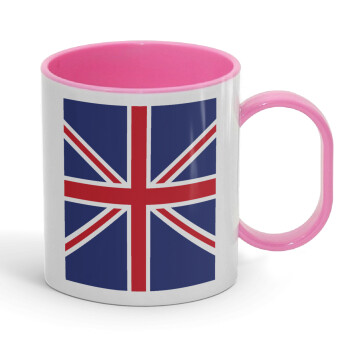 Σημαία Αγγλίας UK, Κούπα (πλαστική) (BPA-FREE) Polymer Ροζ για παιδιά, 330ml