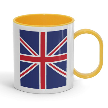 Σημαία Αγγλίας UK, Κούπα (πλαστική) (BPA-FREE) Polymer Κίτρινη για παιδιά, 330ml