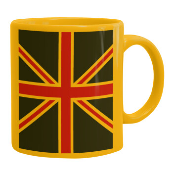 UK Flag, Ceramic coffee mug yellow, 330ml