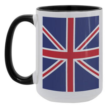 UK Flag, Κούπα Mega 15oz, κεραμική Μαύρη, 450ml