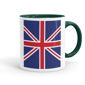 Σημαία Αγγλίας UK, Κούπα χρωματιστή πράσινη, κεραμική, 330ml