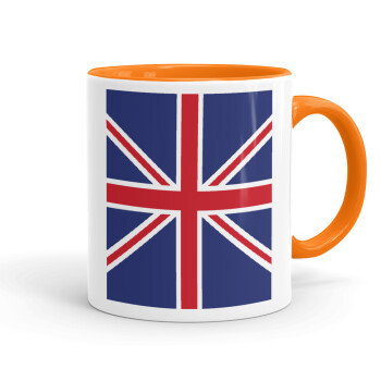 UK Flag, Mug colored orange, ceramic, 330ml