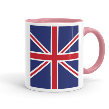 Σημαία Αγγλίας UK, Κούπα χρωματιστή ροζ, κεραμική, 330ml