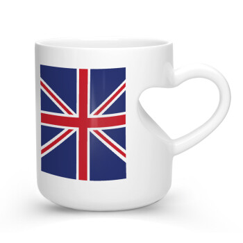 UK Flag, Κούπα καρδιά λευκή, κεραμική, 330ml