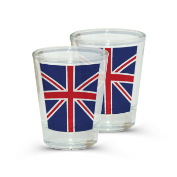 Σημαία Αγγλίας UK, Σφηνοπότηρα γυάλινα 45ml διάφανα (2 τεμάχια)