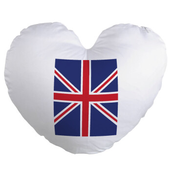 Σημαία Αγγλίας UK, Μαξιλάρι καναπέ καρδιά 40x40cm περιέχεται το  γέμισμα