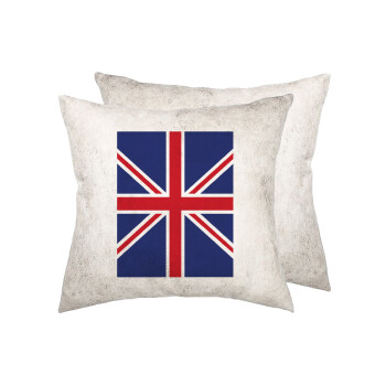 Σημαία Αγγλίας UK, Μαξιλάρι καναπέ Δερματίνη Γκρι 40x40cm με γέμισμα
